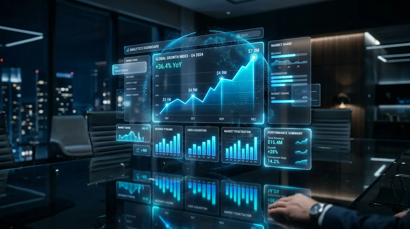 Holographic analytics dashboard